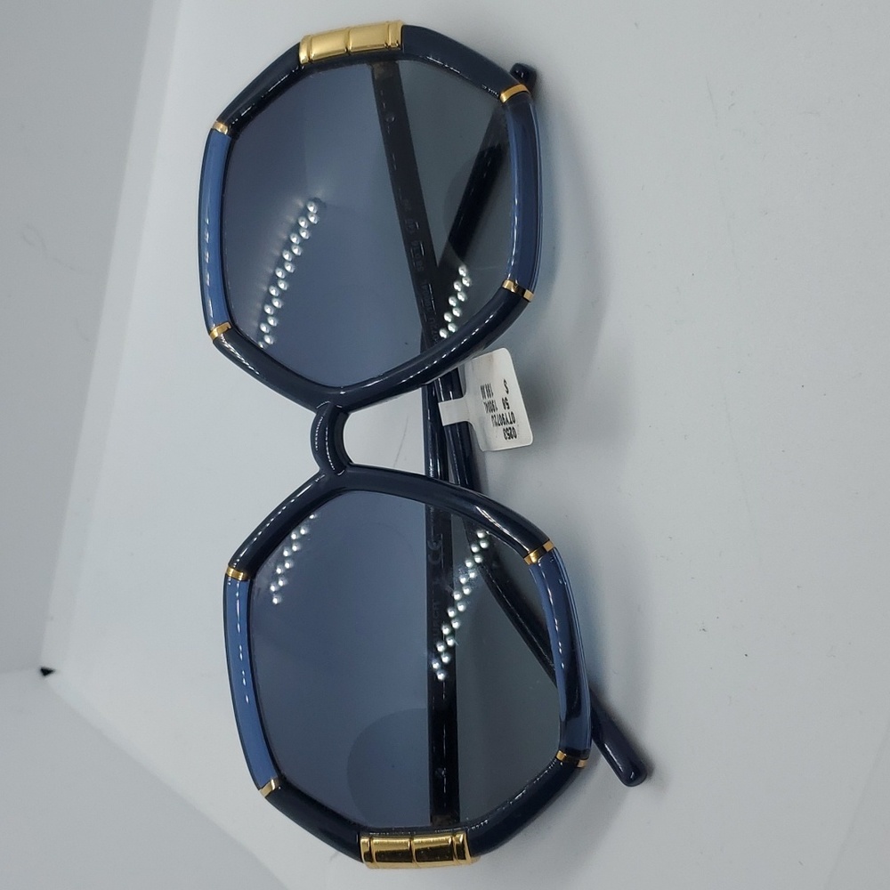 Tory Burch Blue Hexagonal Sunglasses with Gold Accents